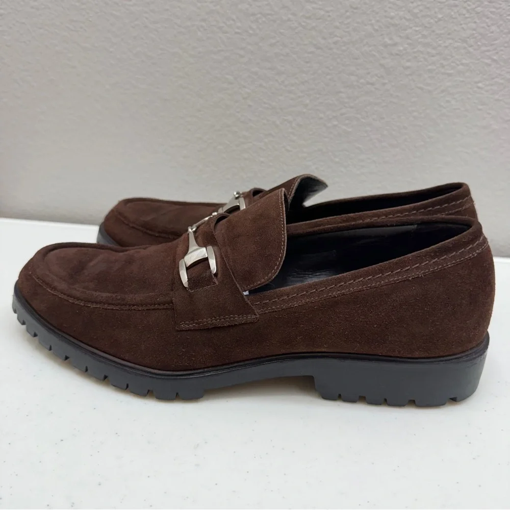 Gucci Loafers Mens Size 11.5 Shoes Horsebit Suede Brown Designer